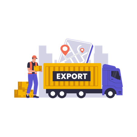 Global export logistics and freight transportation  Illustration