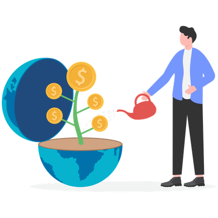 Global financial trade and global business investment  Illustration