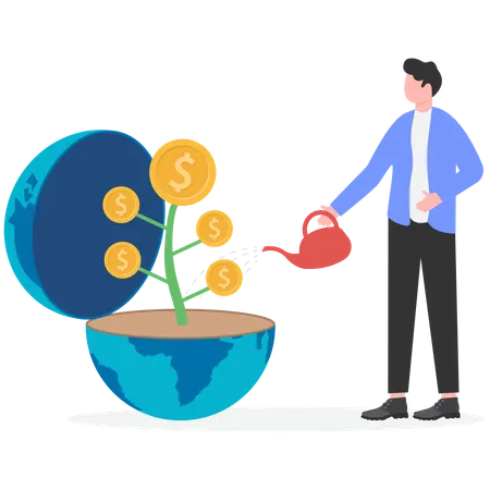 Global financial trade and global business investment  Illustration