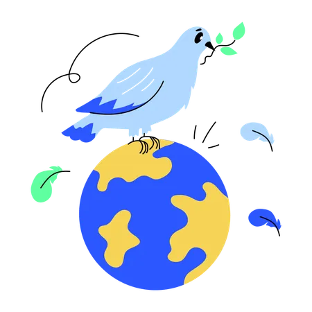A Well Designed Doodle Mini Illustration Of Global Harmony Illustration
