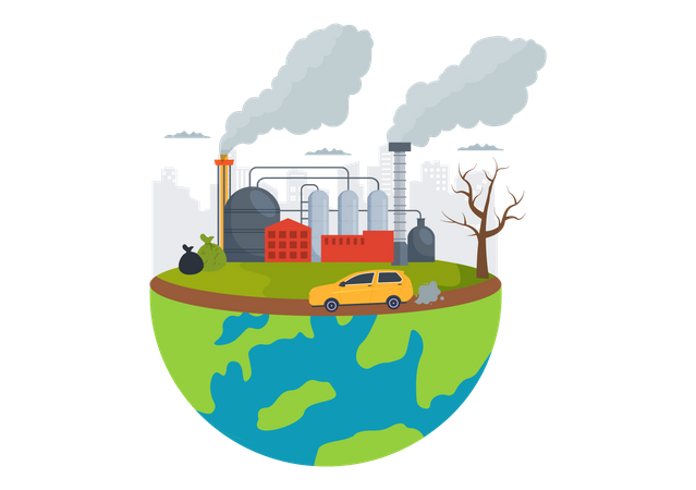Global industries pollution  Illustration