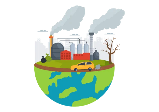 Global industries pollution  Illustration