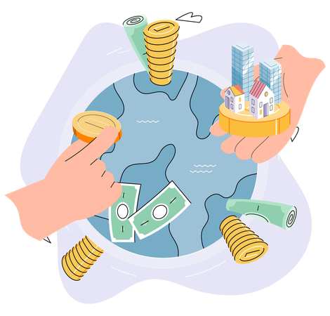 Global international investment  Illustration