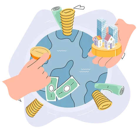 Global international investment  Illustration