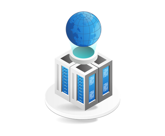 Global internet hosting server  Illustration