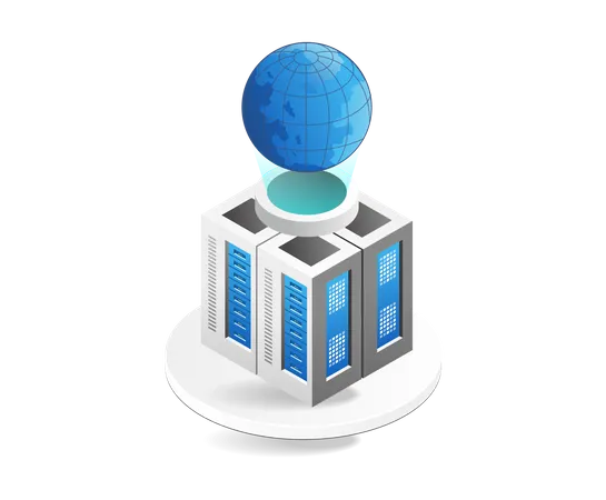 Global internet hosting server  Illustration