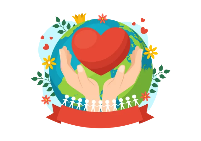Happy World Kindness Day Vector Illustration On November 13 With Earth And Love For Charitable Assistance In Flat Cartoon Background Templates Illustration