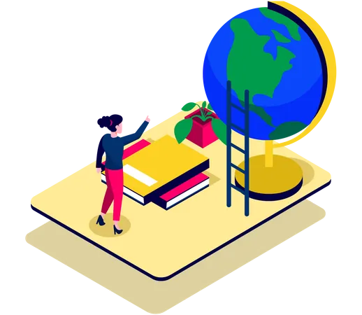 Visual With Teenager Female And Education And Time Concept Isometric Vector Illustration Illustration