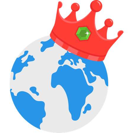 Global Leadership Concept World Crown Icon  Illustration