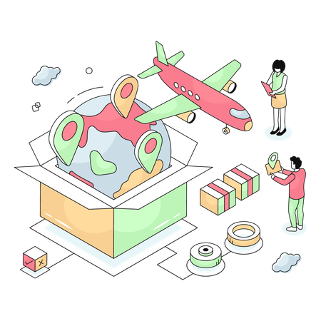 Global Location delivery by flight  Illustration