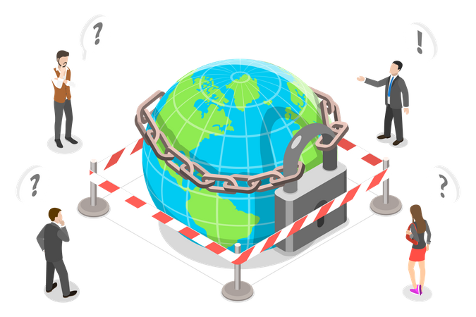 Global Lockdown due to Coronavirus Outbreak  Illustration