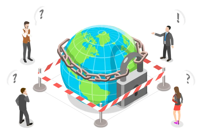 Global Lockdown due to Coronavirus Outbreak  Illustration