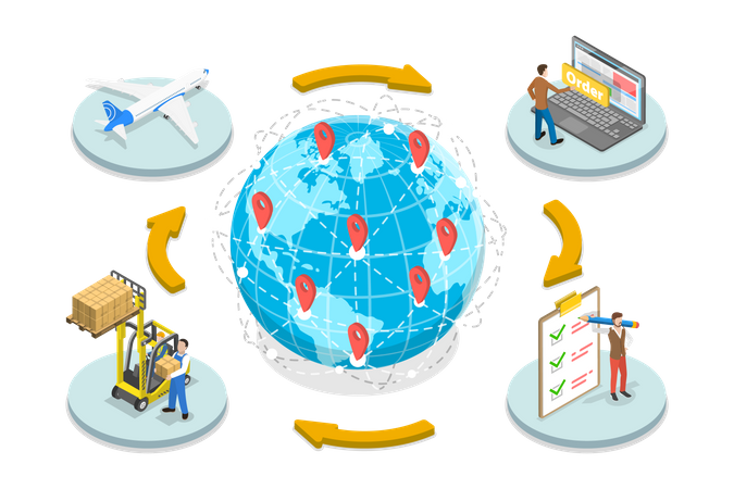 Global Logistic Distribution Illustration