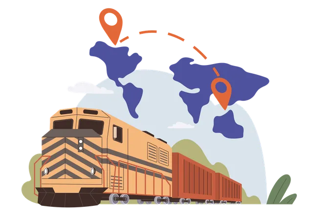 International Logistic Global Delivery Export By Train Vector Cargo Delivery Tracking Is Modern Global Logistic Operations Export And Import Shipping Industries Contribute To Robust International Illustration