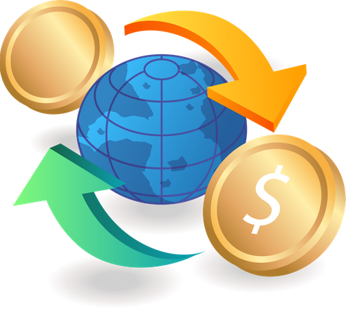 Global money exchange  Illustration