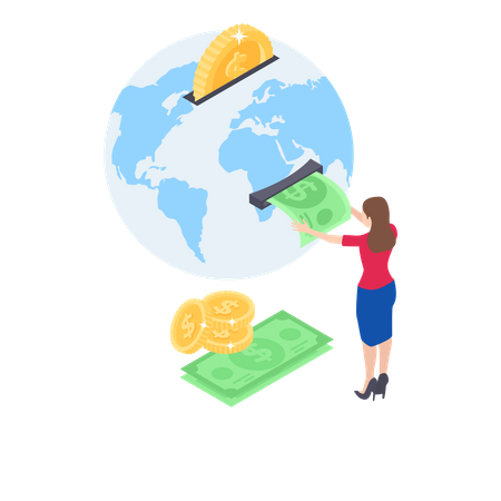 Global money transfer  Illustration