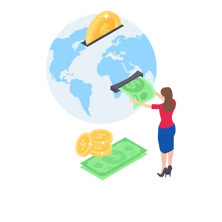 Global money transfer  Illustration