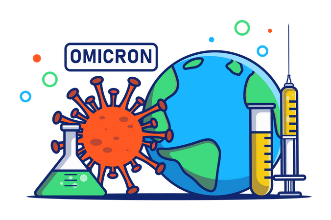 Global Omicron Virus Vaccine Illustration
