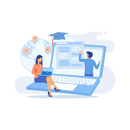 Global online education  Illustration