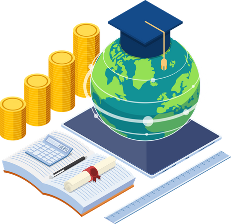 Global online education  Illustration