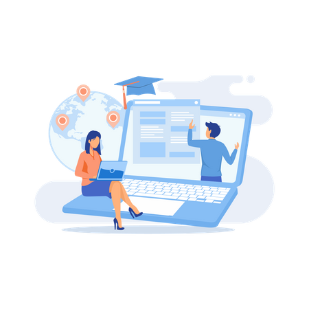 Global online education  일러스트레이션