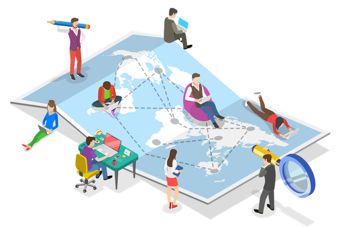 Global outsourcing team  Illustration