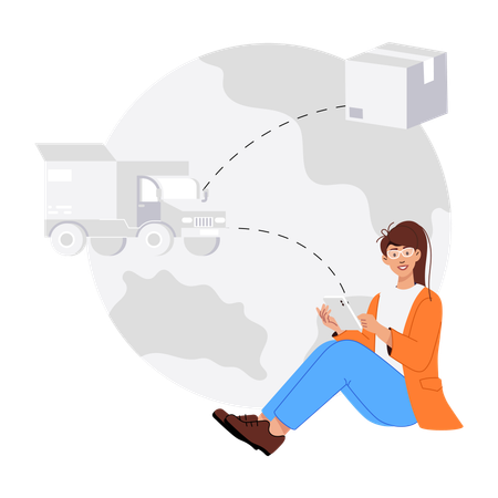 Global parcel Distribution  Illustration