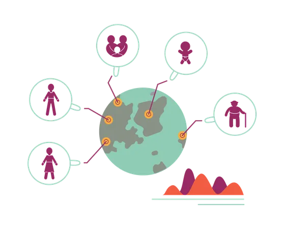 Global population distribution  Illustration