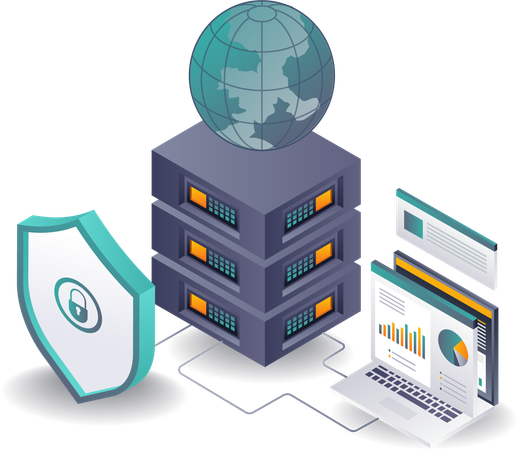 Global Server Data Security Management  Illustration