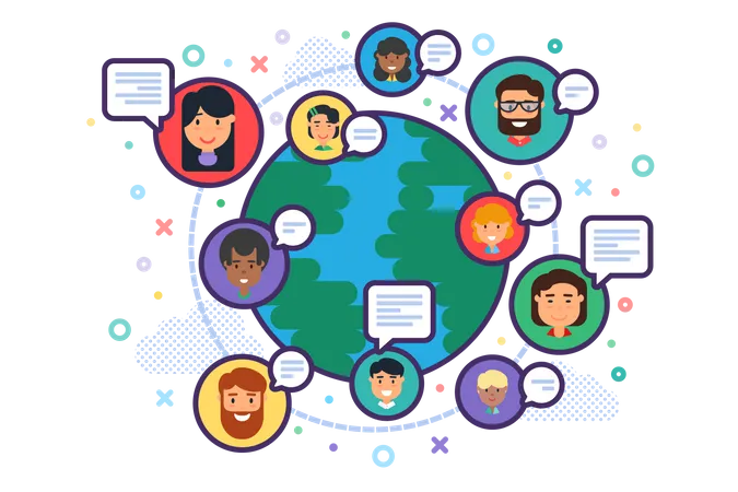 Global Social Network and Diversity  Illustration