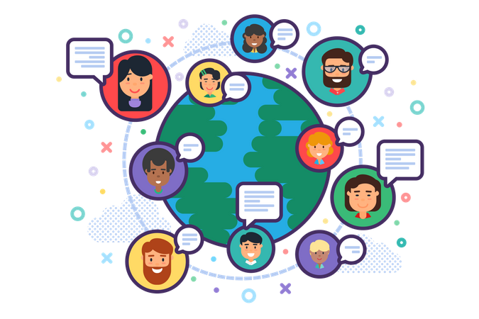 Global Social Network and Diversity Illustration