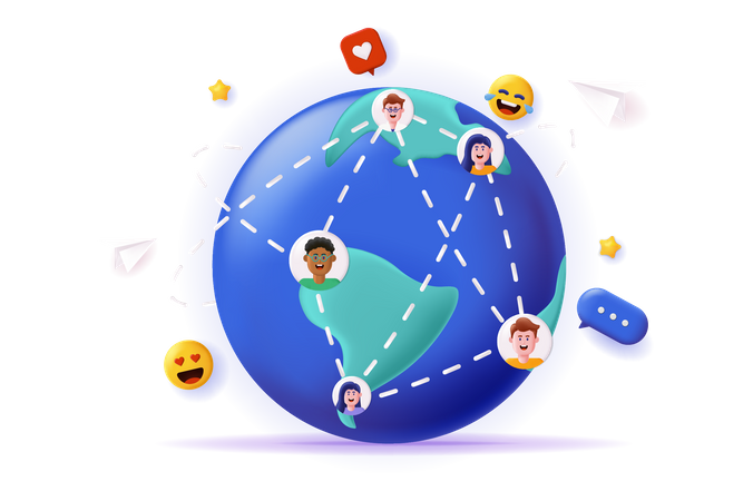 Global Social Network  Illustration