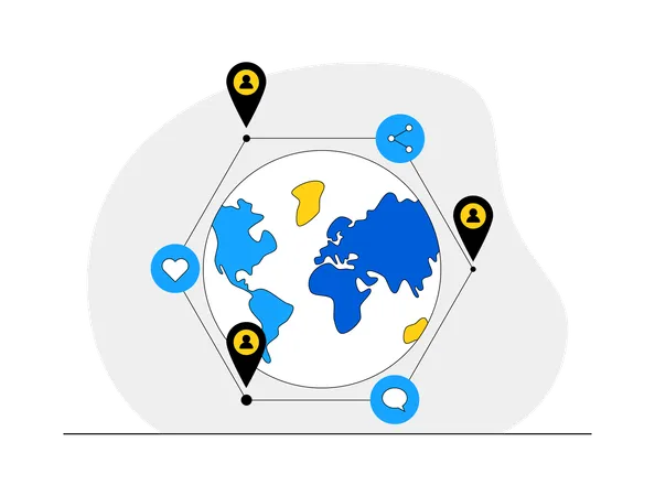 Global Social Networking  Illustration