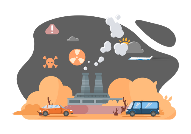 Global soil degradation caused due to carbon pollution  Illustration