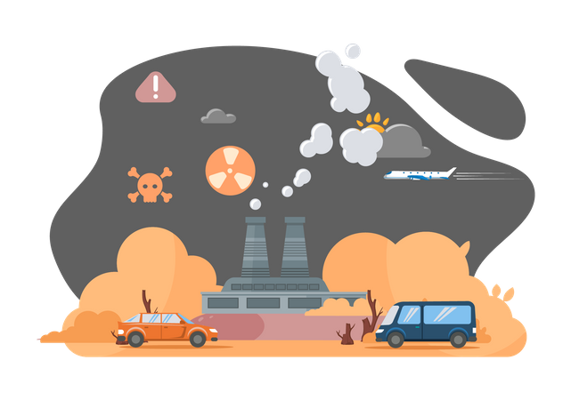Global soil degradation caused due to carbon pollution  Illustration