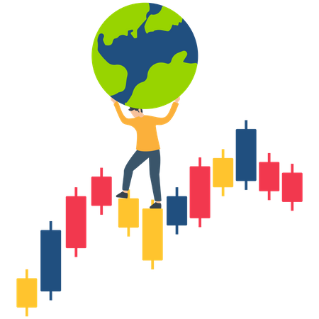 Global trader trading worldwide  Illustration