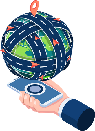Global transportation and mobile GPS map navigation Illustration