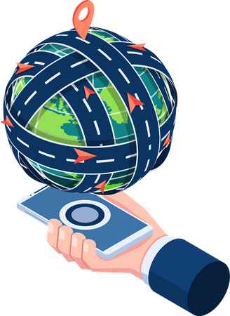 Global transportation and mobile GPS map navigation  Illustration