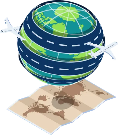 Global transportation and world travel Illustration