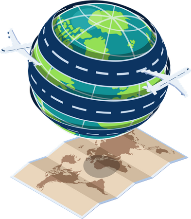 Global transportation and world travel  Illustration