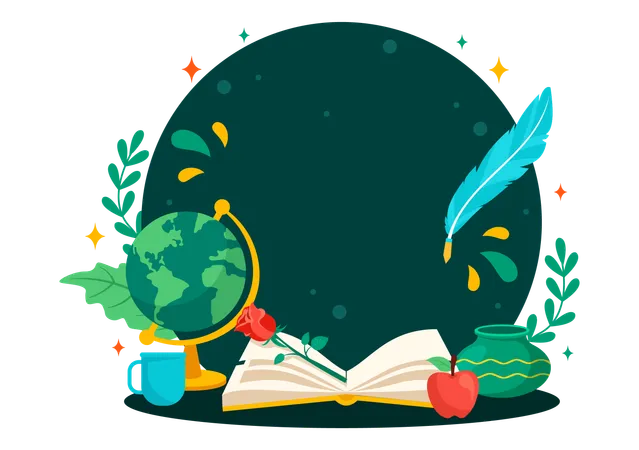 World Poetry Day Vector Illustration On March 21 With A Quill Ink Paper Typewriter And Book To Writing In Literature Flat Cartoon Background 일러스트레이션