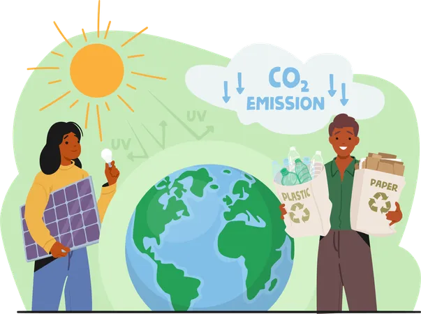 Global Warming And Environmental Solutions  Illustration