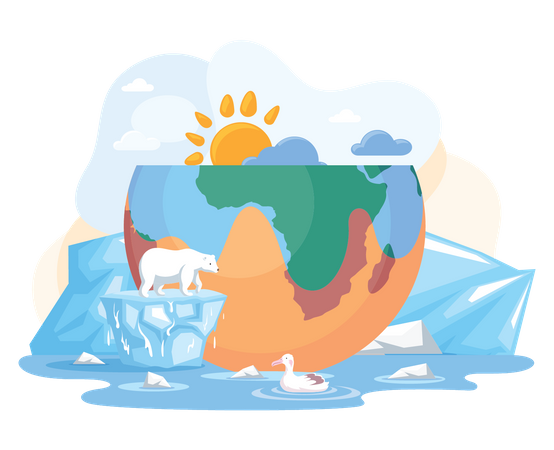 Global warming cause earth to melt  Illustration