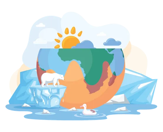 Global warming cause earth to melt  Illustration