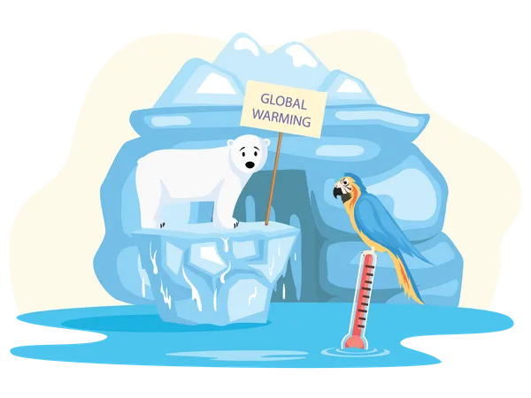 Global Warming effect on animal  Illustration