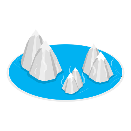Global warming leads to melting of glacier  イラスト