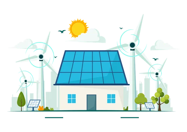 Global Wind Day Vector Illustration On June 15 With Earth Globe And Winds Turbines For Power And Energy Systems On Blue Sky In Flat Cartoon Background Illustration