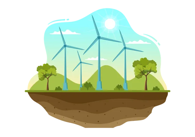 Global Wind Day Vector Illustration On June 15 With Earth Globe And Winds Turbines On Blue Sky In Flat Cartoon Hand Drawn Landing Page Templates Illustration