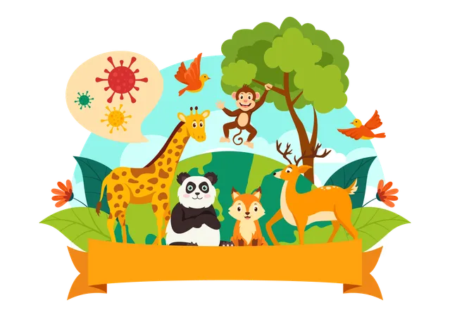 World Zoonoses Day Vector Illustration On 6 July With Various Animals And Plant Which Is In The Forest To Protect In Flat Cartoon Background Design Illustration