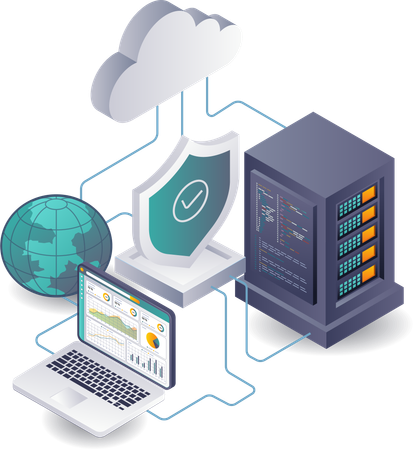 Globale Datenbankserver-Sicherheitsanalyse durch Programmierer  Illustration